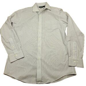 Lauren Ralph Lauren Black Label Mens 16 34/35 Shirt Striped Slim Fit Button Down